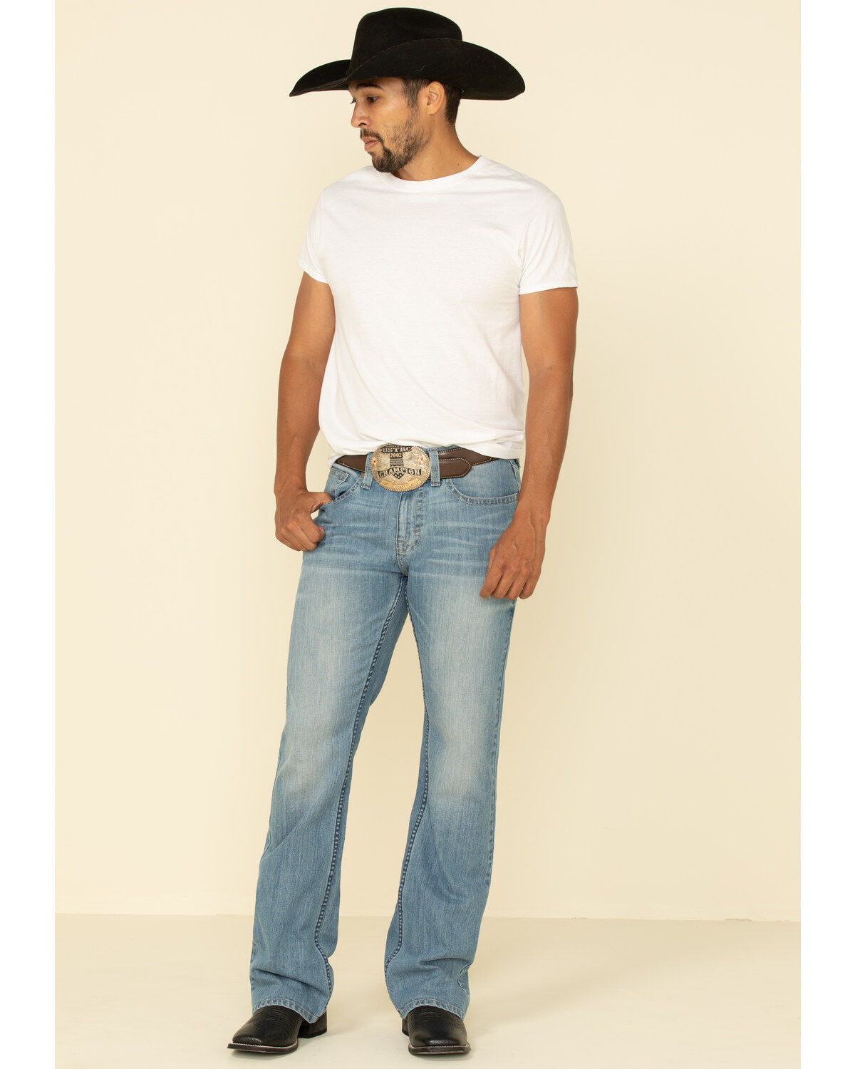 Cody James Men's Hamshackle Light Wash Relaxed Bootcut Stretch Denim Jeans