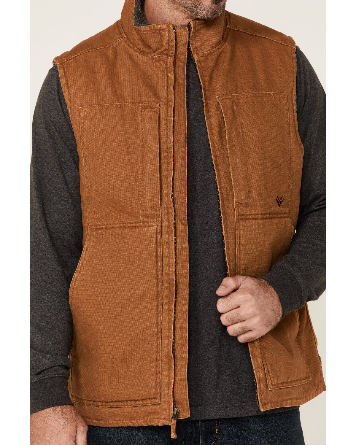 Hawx Men's Rust Copper Browder Weathered Duck Zip-Front Insulated Work Vest