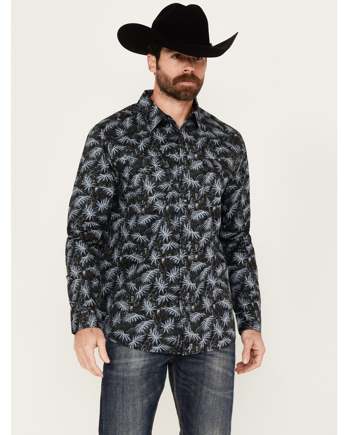 Moonshine Spirit Men's Kaanapali Floral Print Long Sleeve Snap Western Shirt