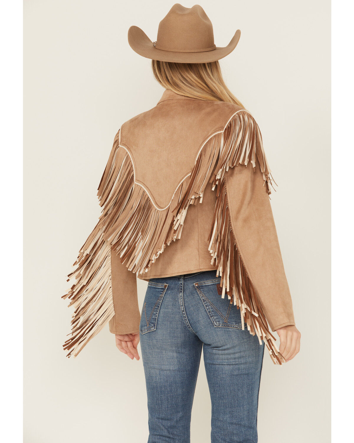 Saints & Hearts Women's Faux Fringe Suede Button-Down Jacket