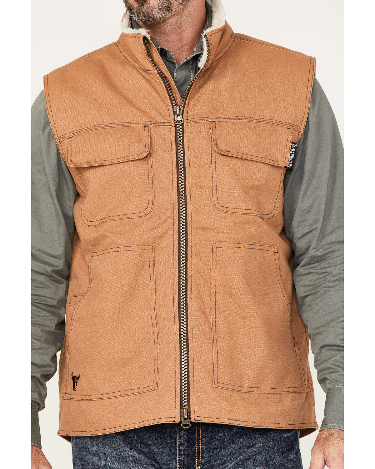 Cowboy Hardware Men's Ranch Canvas Berber Sherpa-Lined Vest