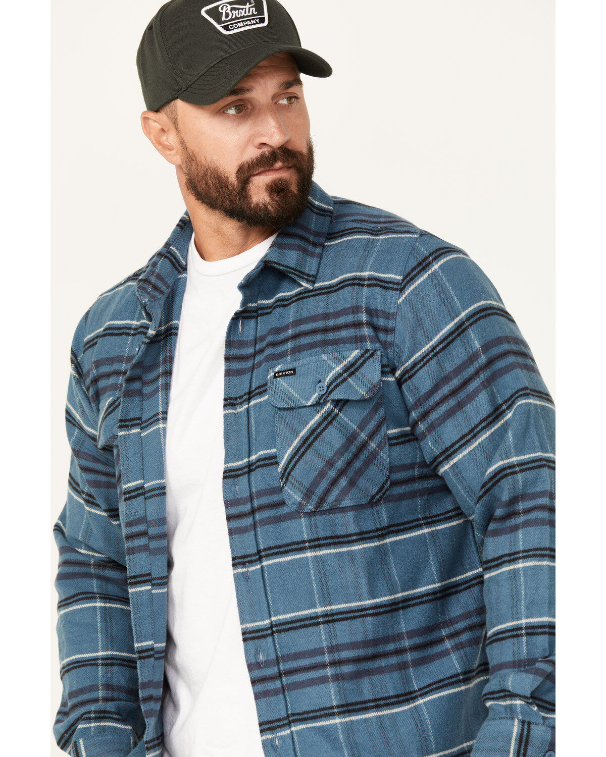 Brixton Men's Bowery Plaid Print Long Sleeve Button-Down Stretch Flannel Shirt