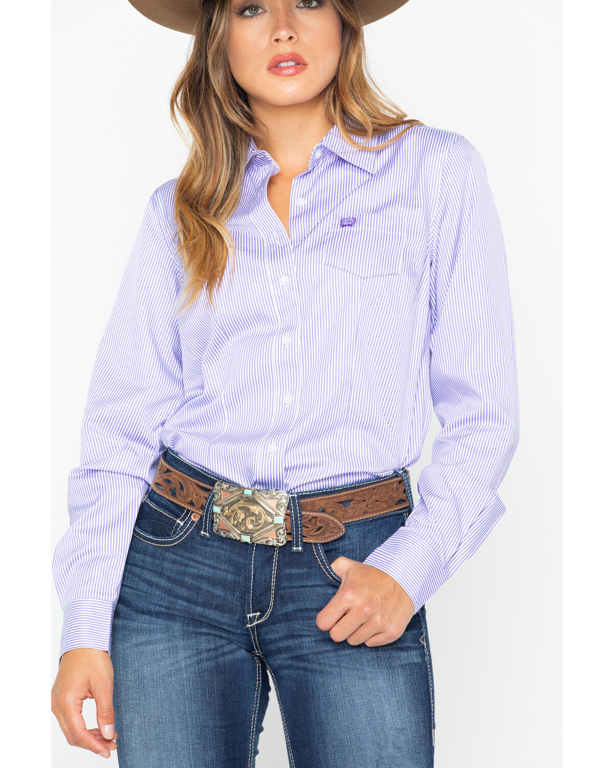 Cinch Women's Stripe Button Down Core Western Long Sleeve Shirt