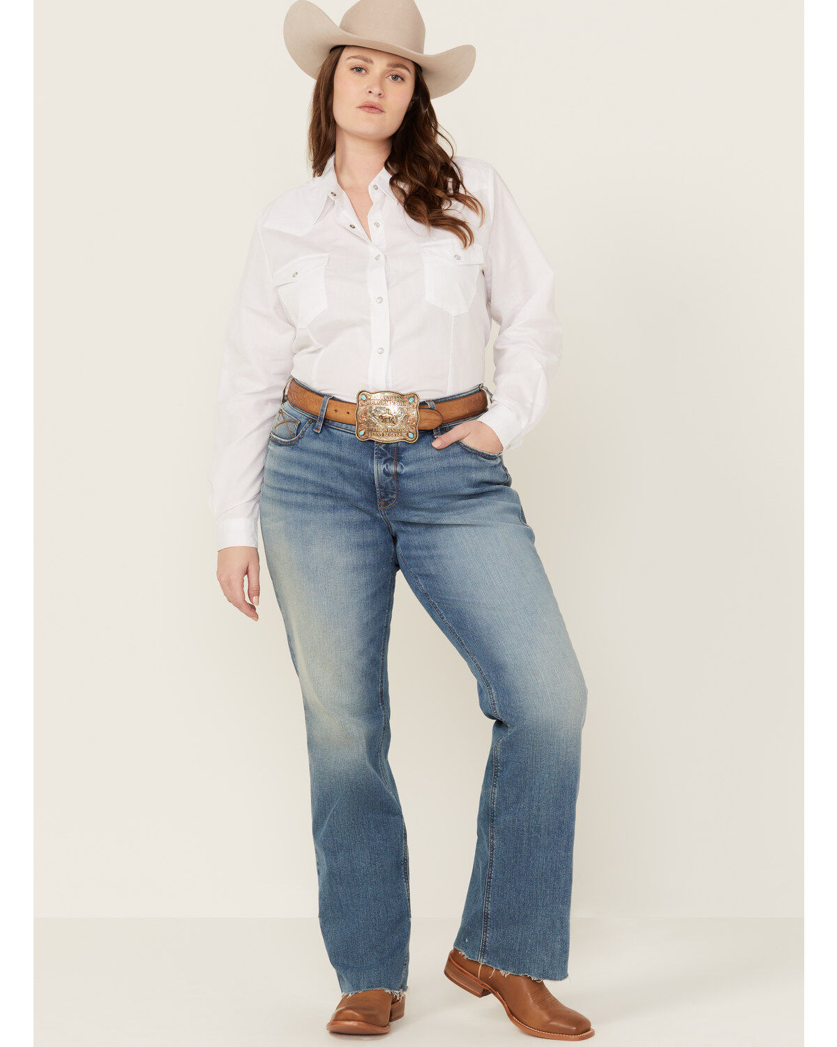 Ariat Women's Allison Medium Wash Mid Rise Bootcut Stretch Denim Jeans - Plus
