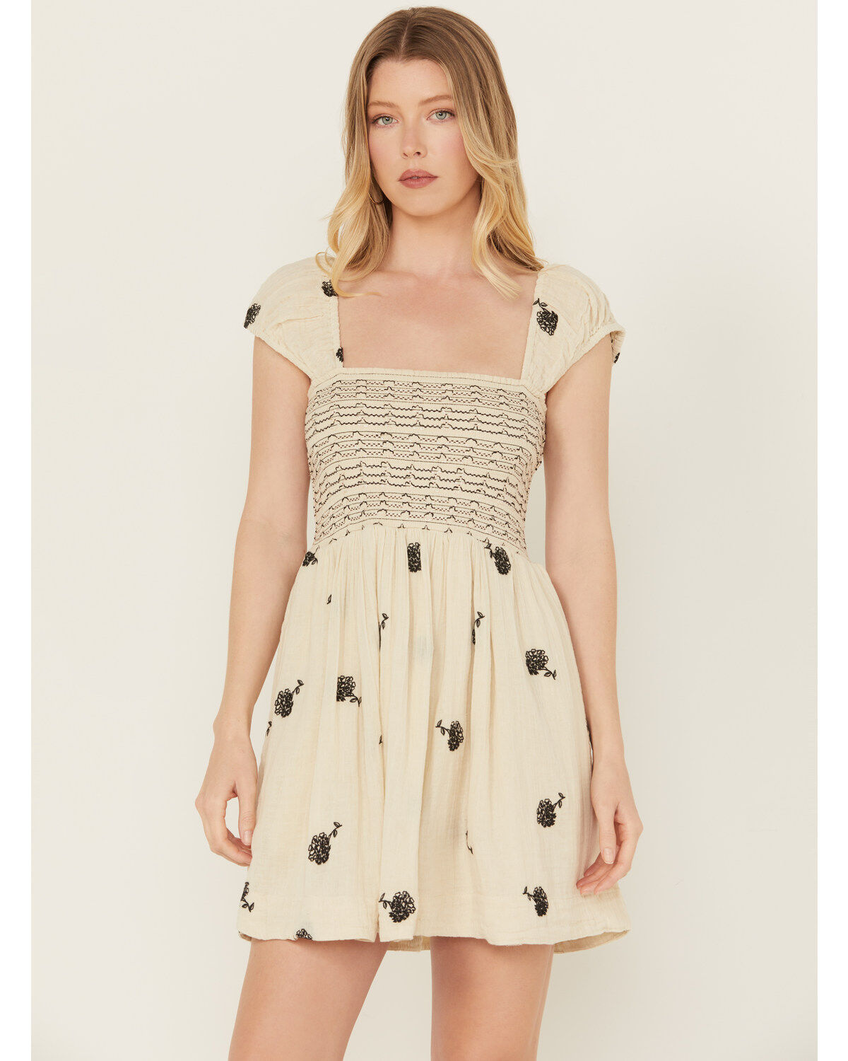 Free People Women's Tory Floral Smocked Mini Dress