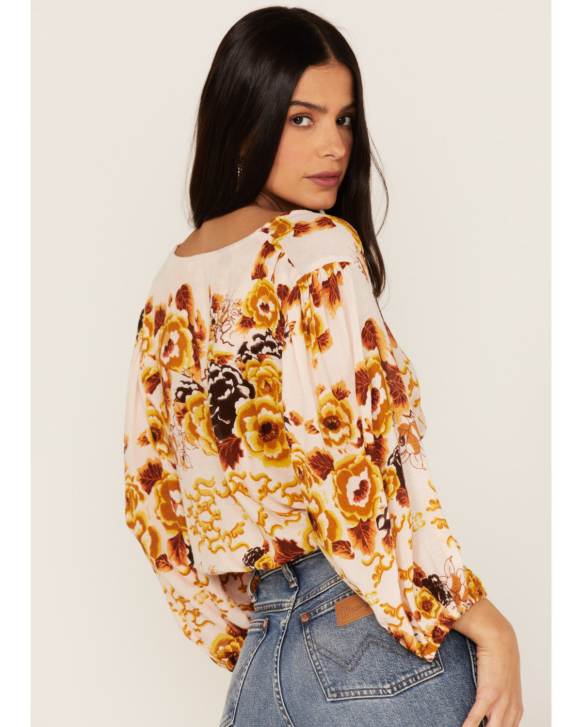 Talisman Women's Malicon Floral Print Puff Sleeve Crop Top