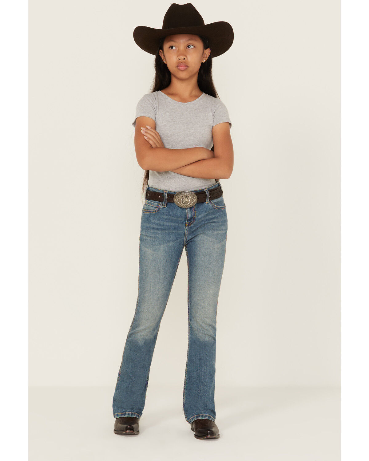 Shyanne Girls' Shayla Bootcut Embroidery Stretch Denim Jeans