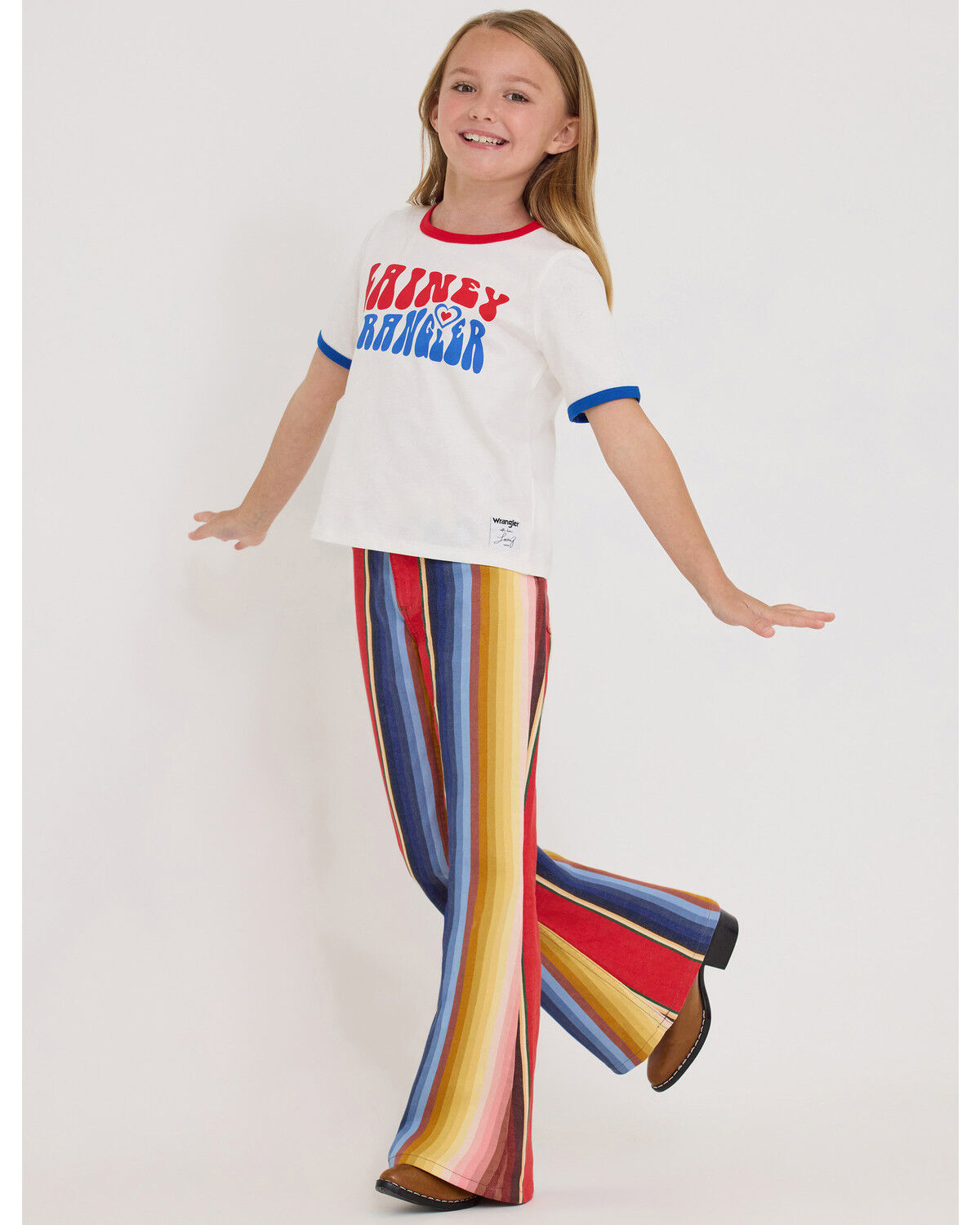 Wrangler X Lainey Wilson Girls' Rodeo Striped Bell Bottom Stretch Flare Jeans