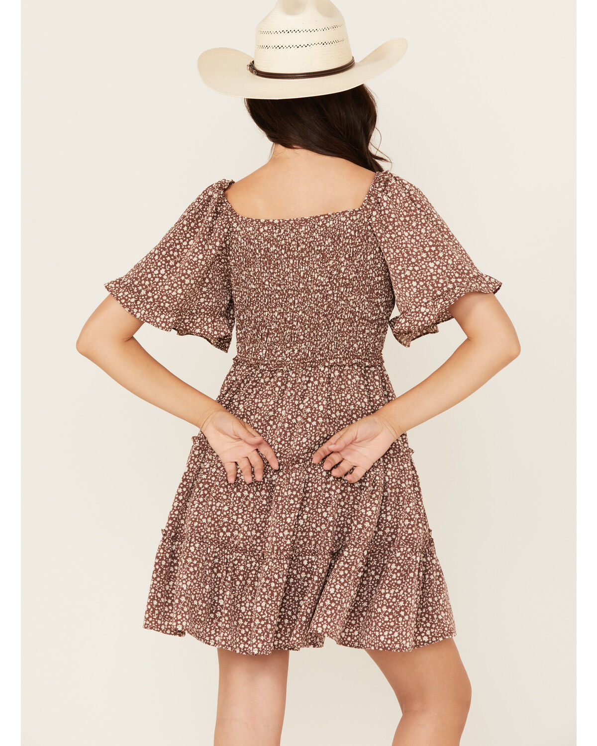 Yura Women's Floral Print Short Sleeve Mini Dress