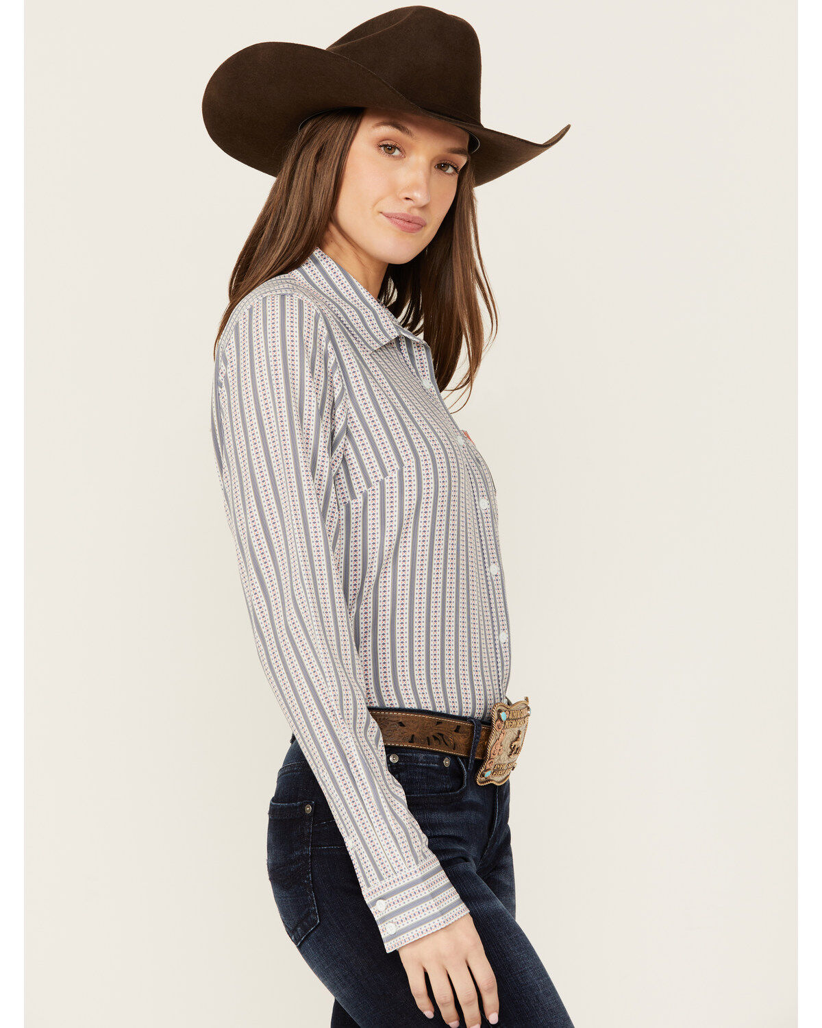 Cinch Women's ARENAFLEX™ Striped Long Sleeve Button-Down Western Core Shirt