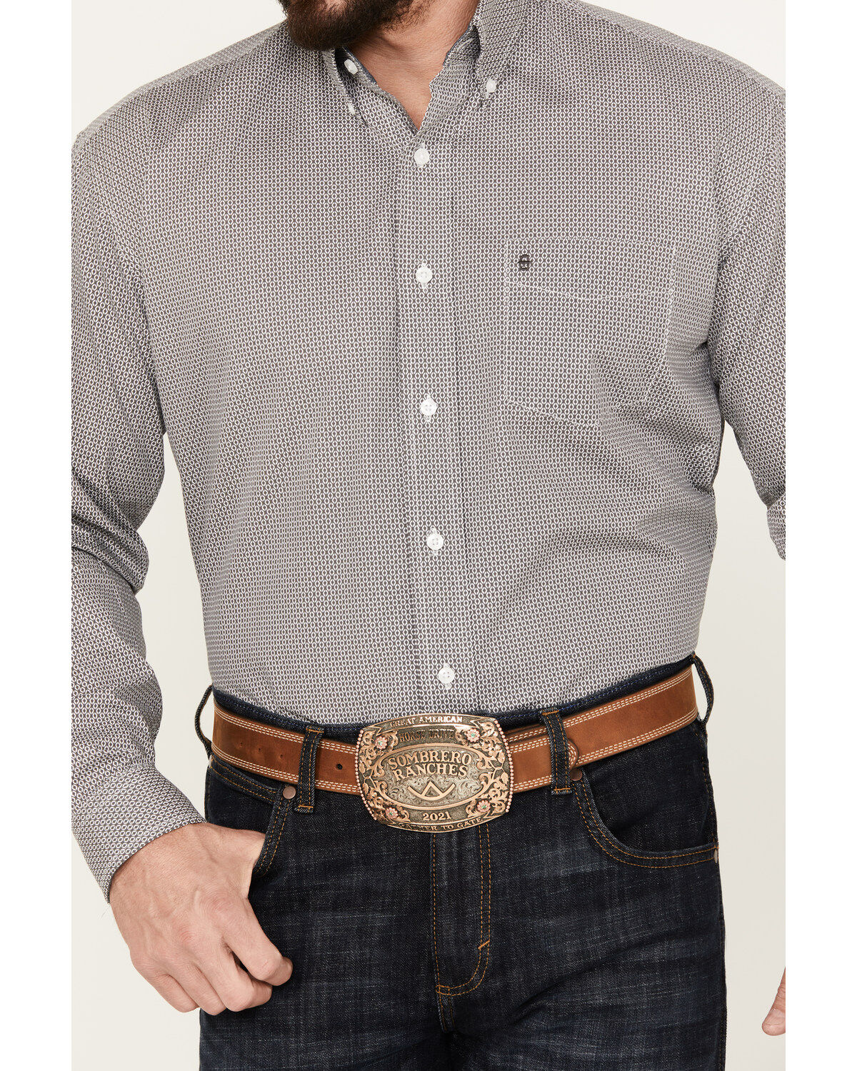 Stetson Men's Diamond Geo Print Long Sleeve Button Down Western Shirt