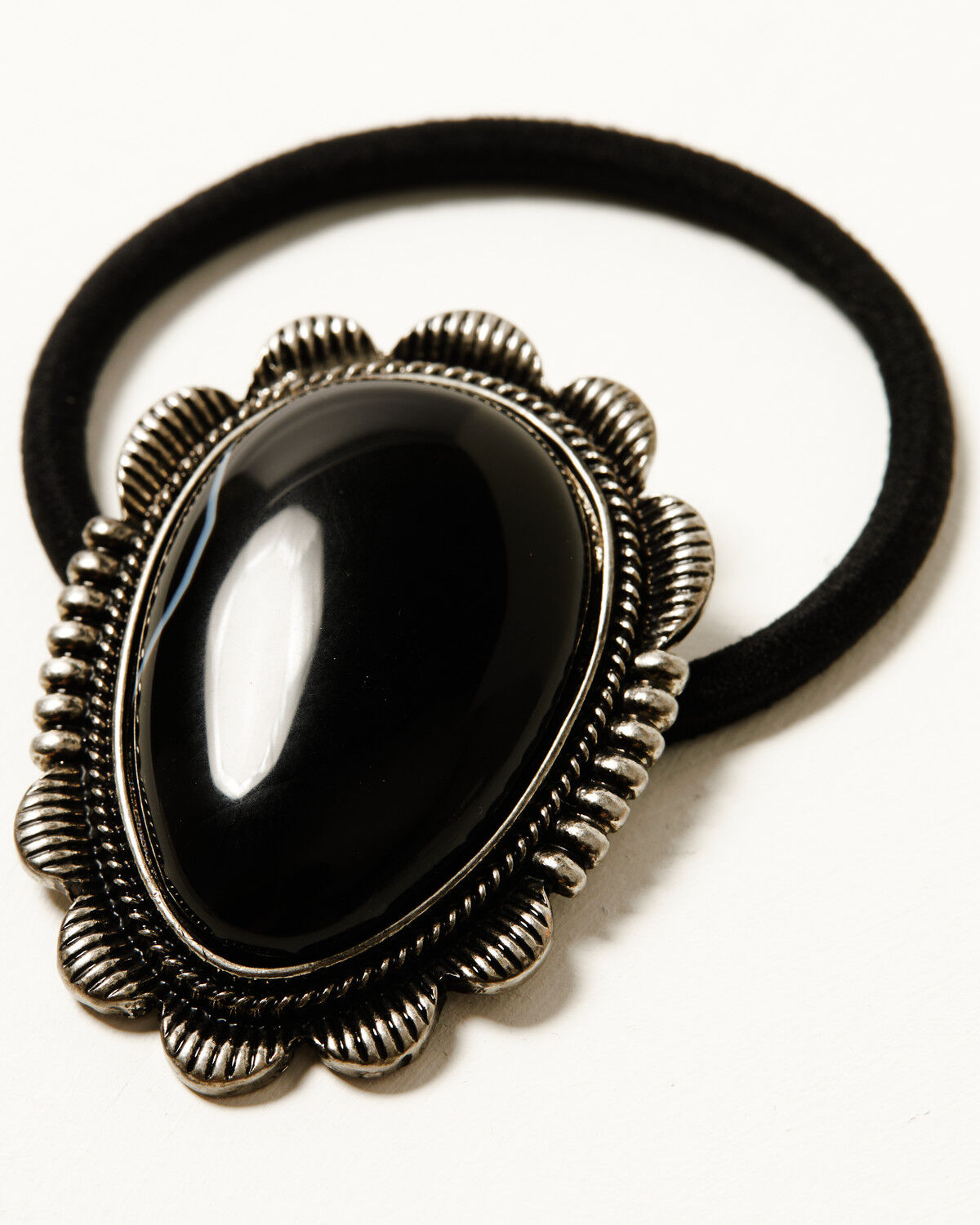 Shyanne Women's Onyx Stone Concho Ponytail Holder