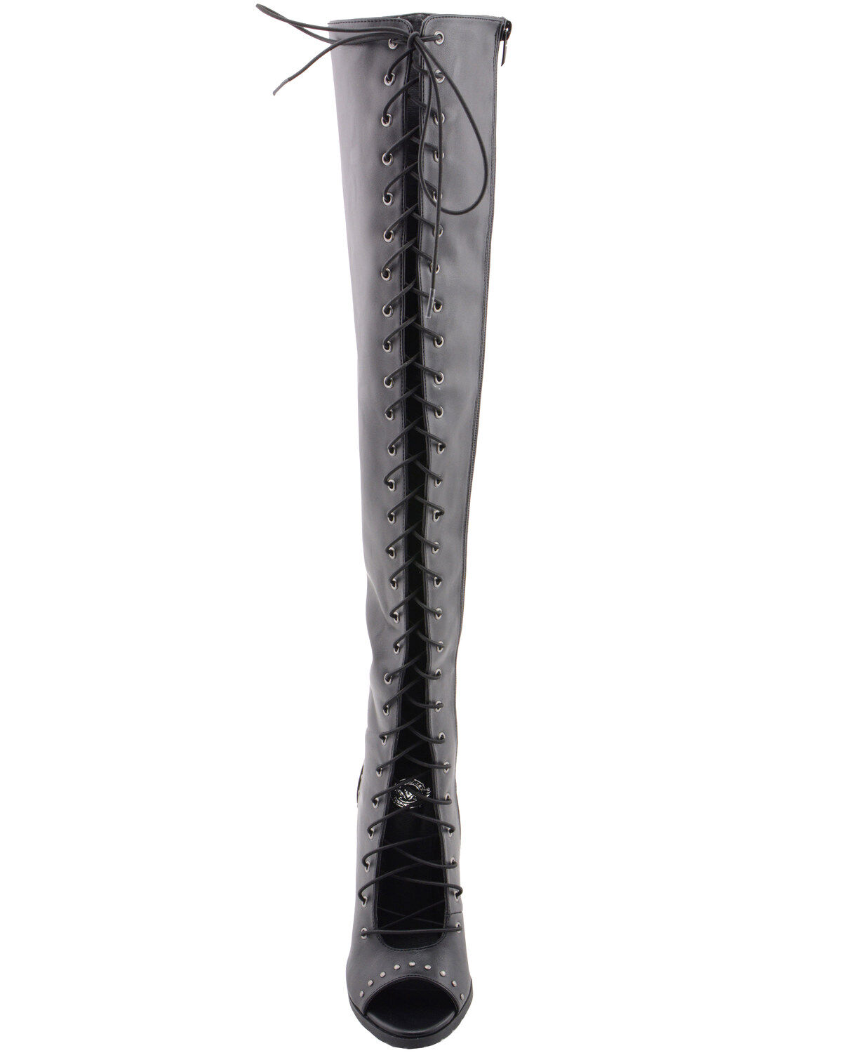 Milwaukee Leather Women's Open Toe Front Knee High Boots - Round Toe