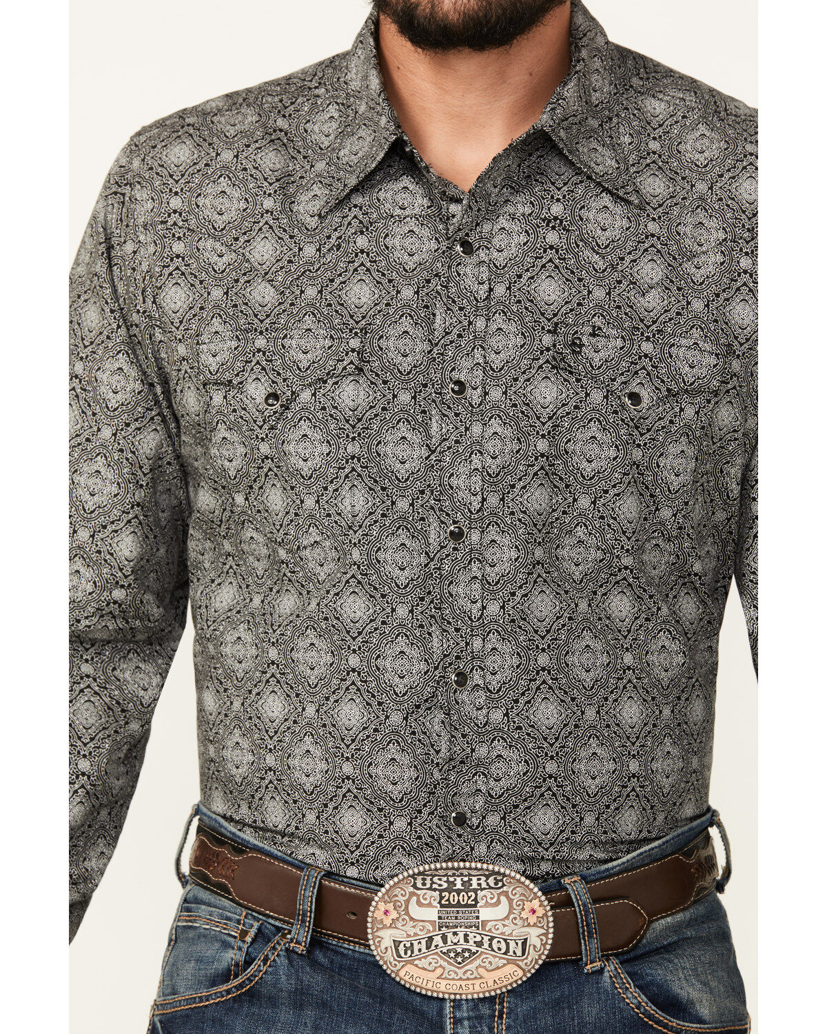 Stetson Men's Medallion Print Long Sleeve Snap Western Shirt