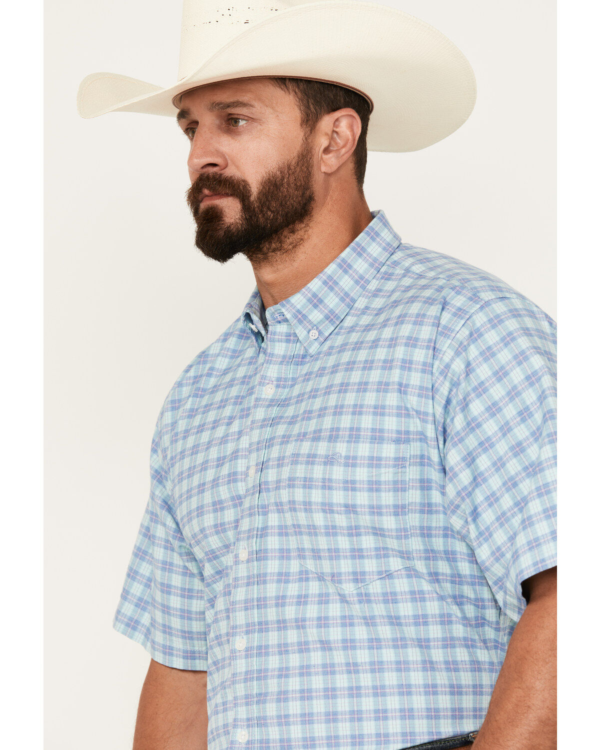 Resistol Men's Delray Plaid Print Long Sleeve Button Down Western Shirt