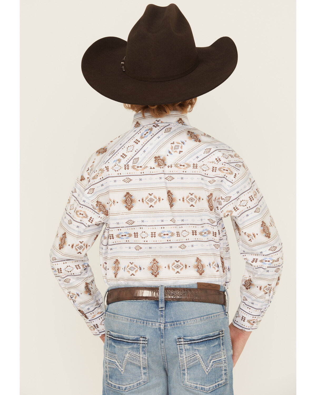Panhandle Boy'sSouthwestern Print Long Sleeve Snap Western Shirt
