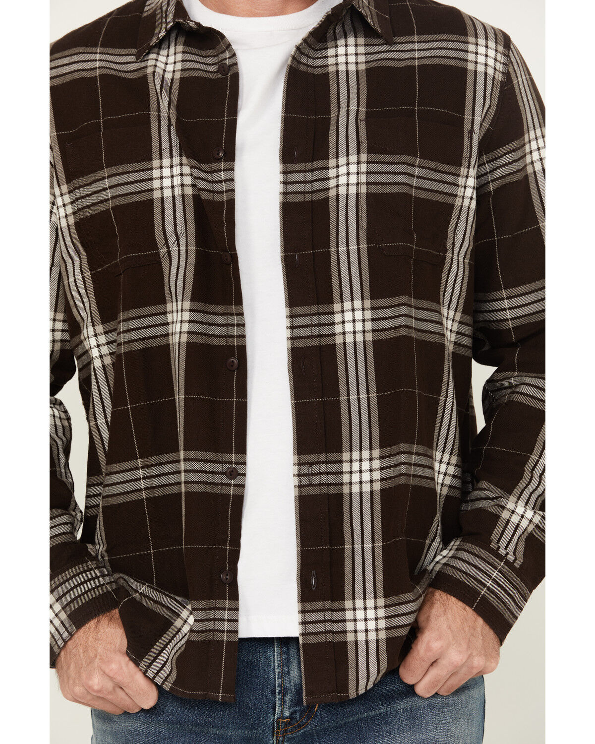 Brothers and Sons Men's Hatch Plaid Print Long Sleeve Button-Down Stretch Western Shirt