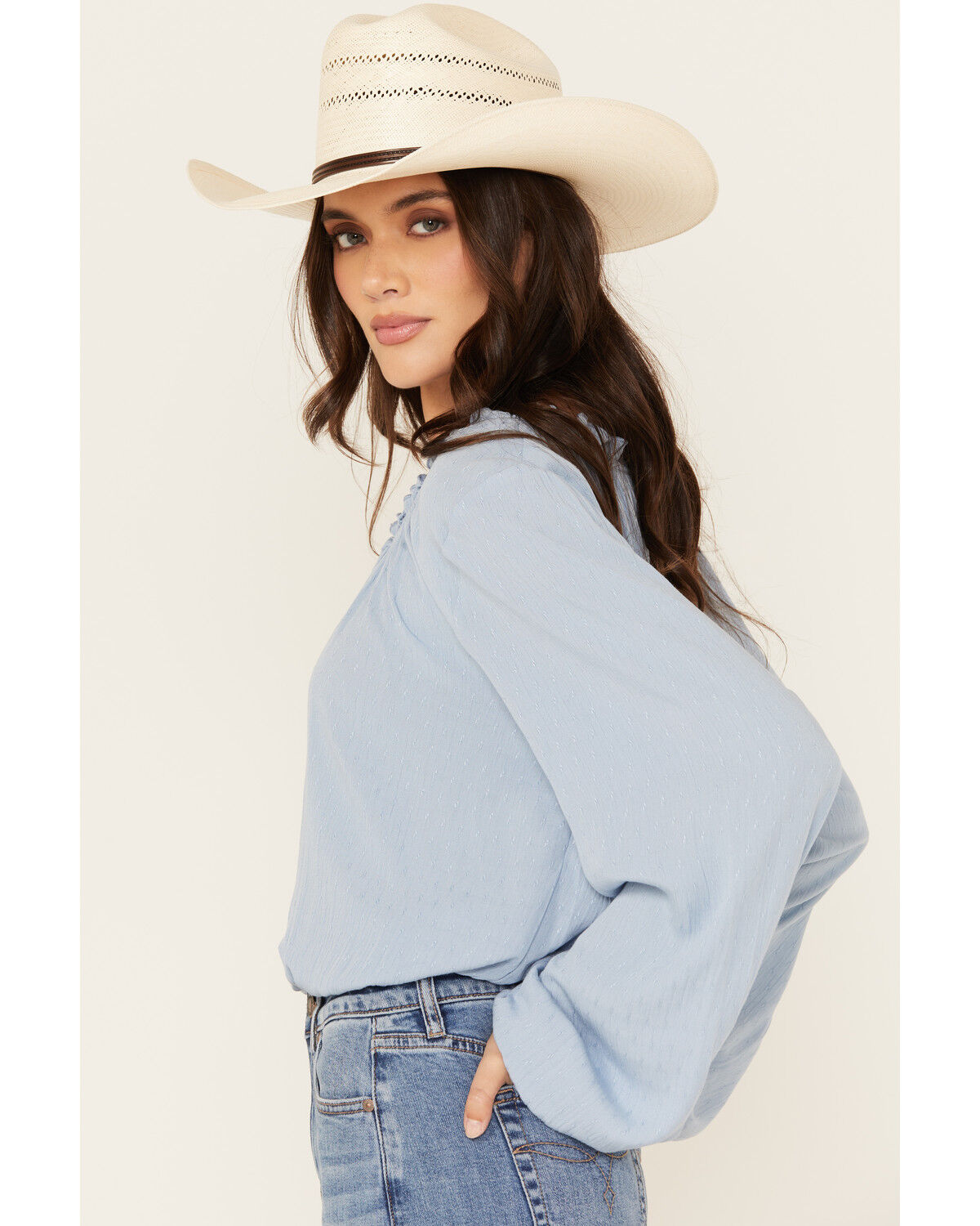 Wild Moss Women's Tie-Front Long Sleeve Top