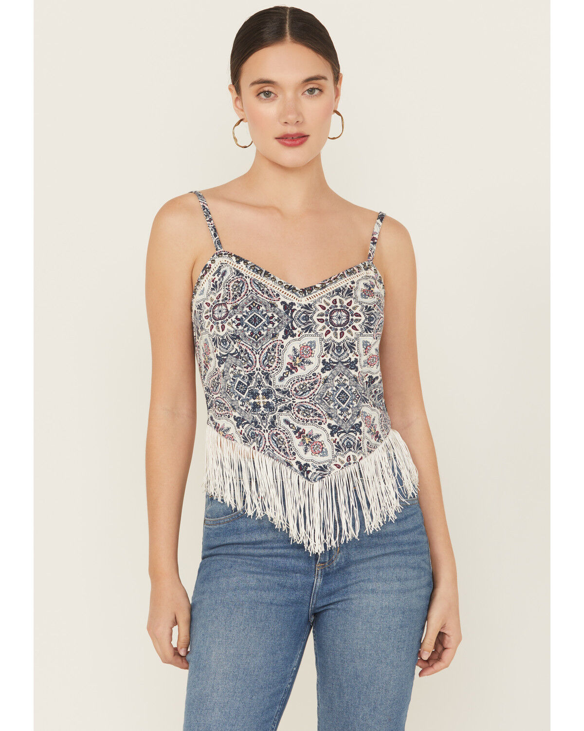Idyllwind Women's Clemons Printed Studded Fringe Tank