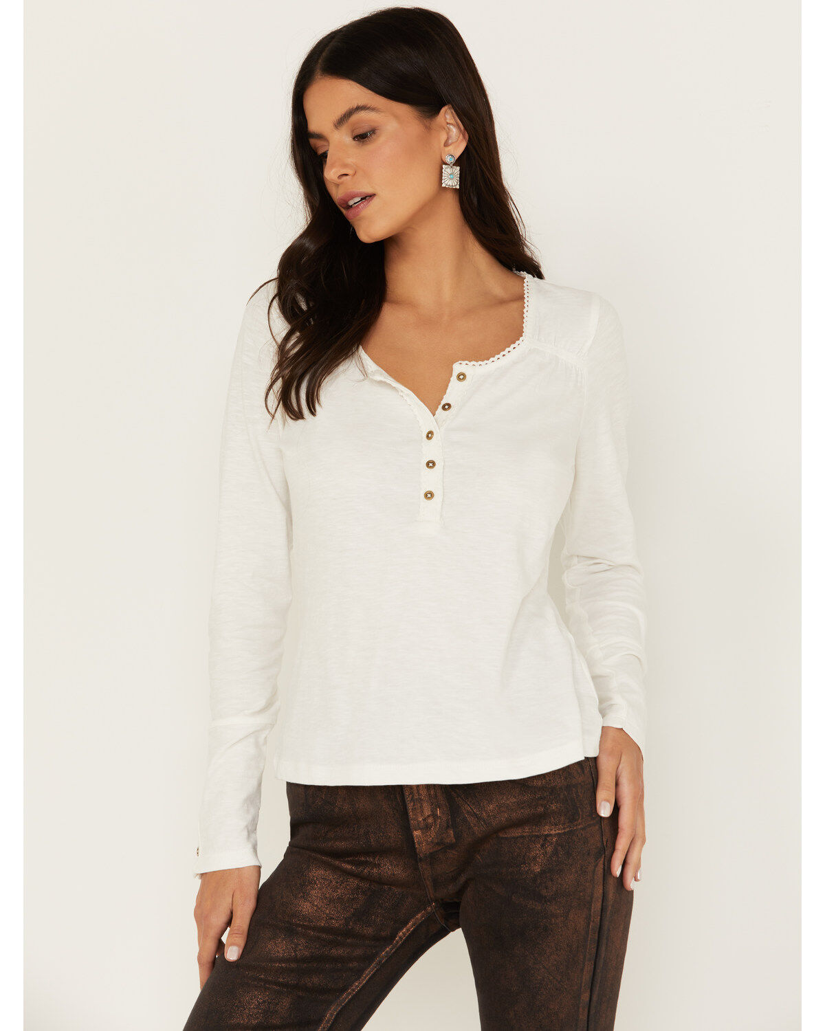 Idyllwind Women's Velvet Trim Henley Shirt