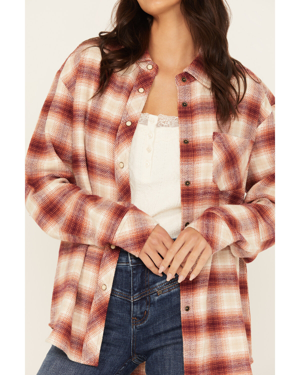 Idyllwind Women's Roby Plaid Print Long Sleeve Snap Shirt