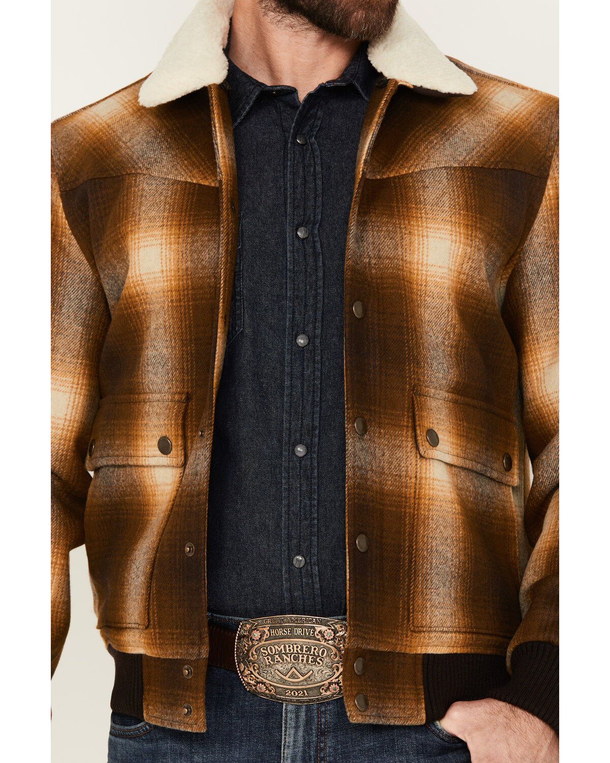 Pendleton Men's Jacksonville Ombre Plaid Print Snap Jacket