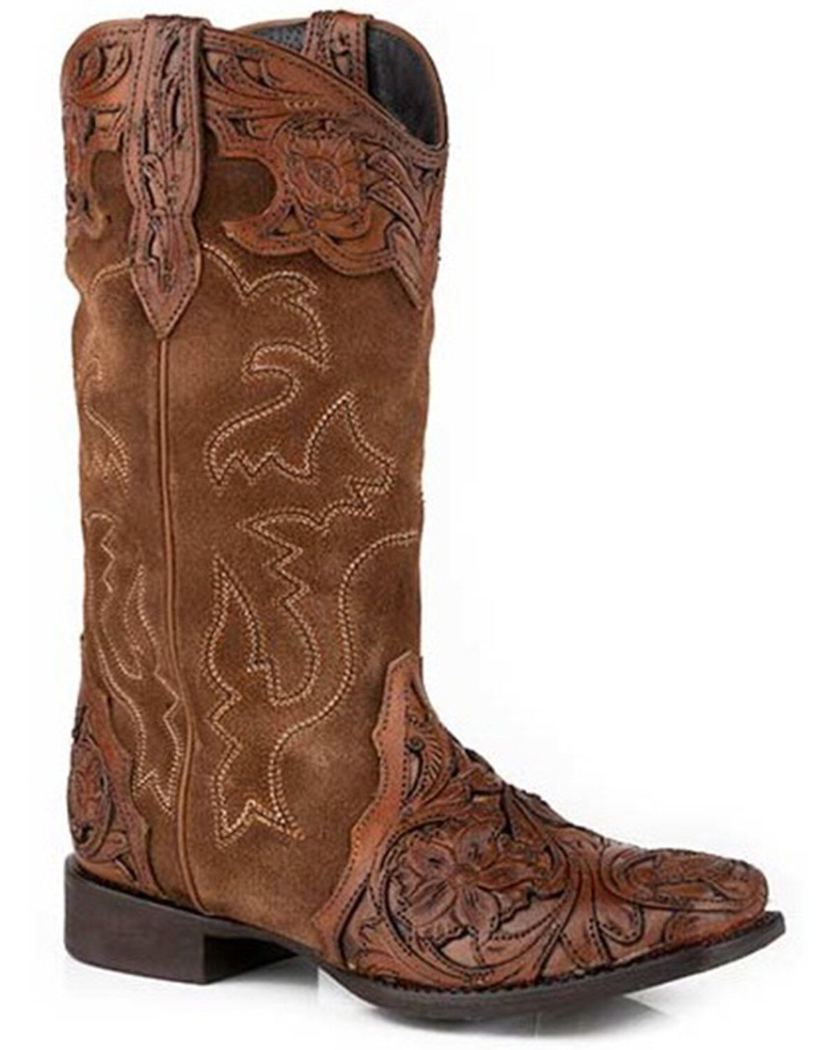 Roper Women's Clara Tooled Western Boots - Broad Square Toe