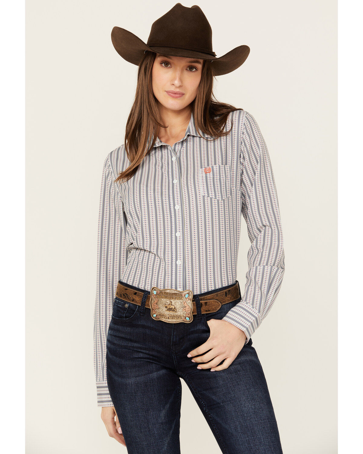 Cinch Women's ARENAFLEX™ Striped Long Sleeve Button-Down Western Core Shirt