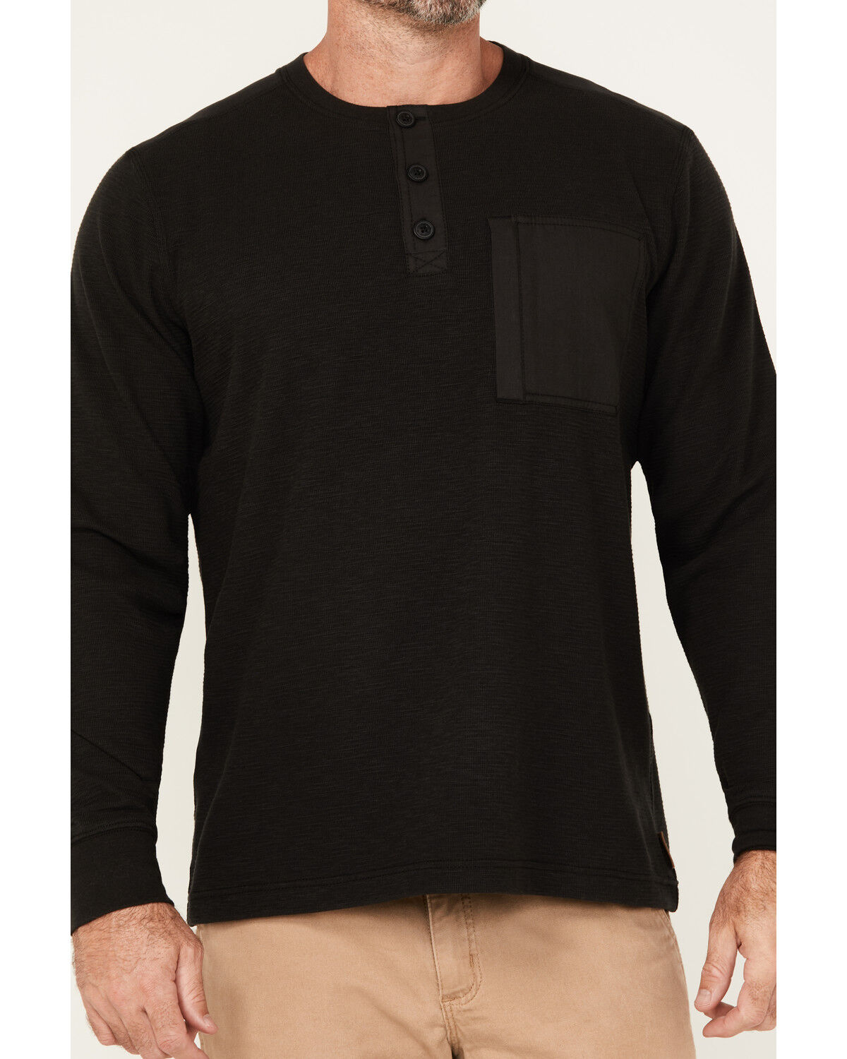 Lucky Brand Workwear Men's Slub Thermal Long Sleeve Pocket Henley Shirt