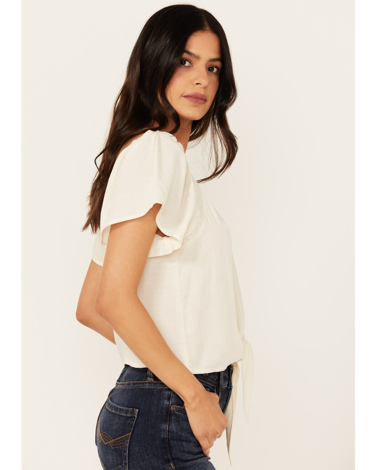 Idyllwind Women's Tern Flutter Sleeve Tie Front Top