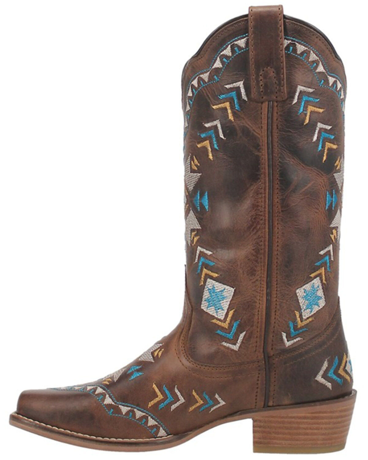 Dingo Women's Mesa Southwestern Embroidered Pull On Western Boots - Square Toe