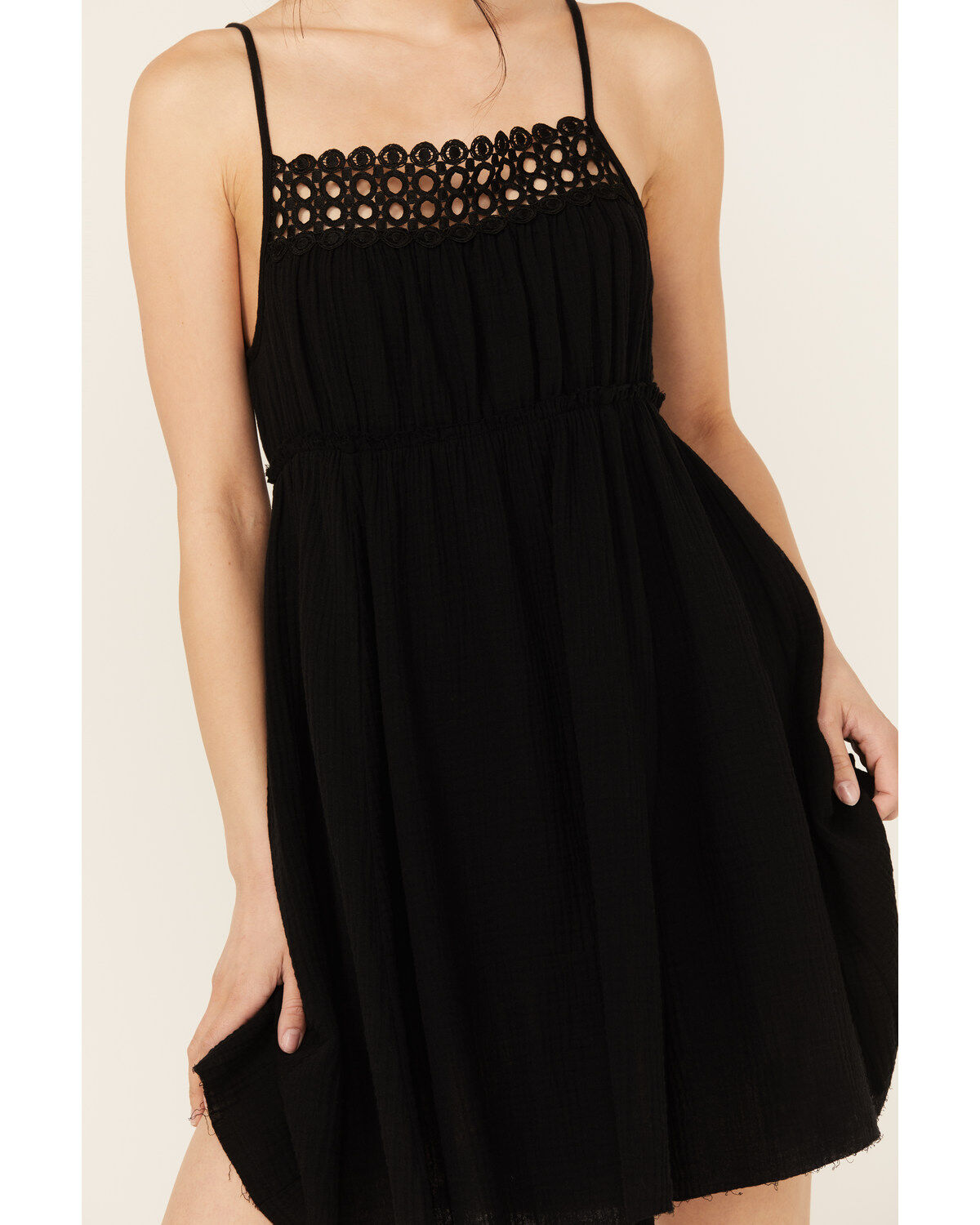 Beyond The Radar Women's Crochet Trim Mini Dress