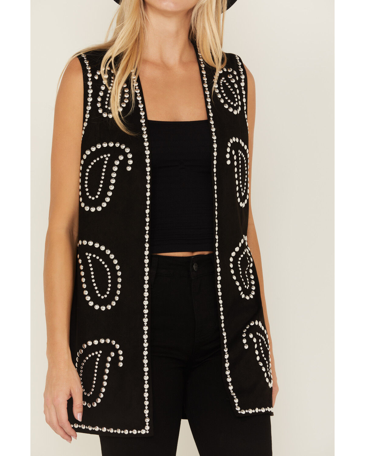 Fornia Women's Paisley Studded Longline Vest