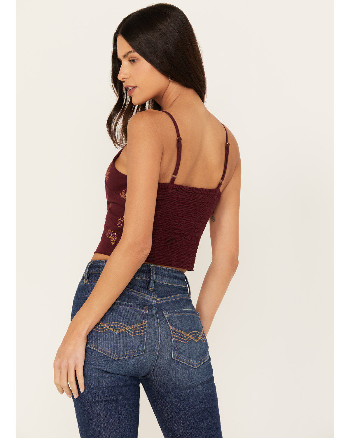 Idyllwind Women's Jessamine Embroidered Smocked Back Crop Top