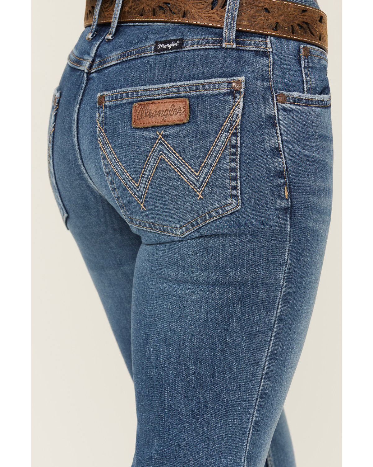 Wrangler Retro Women's Mae Medium Wash Mid Rise Stretch Trouser Jeans