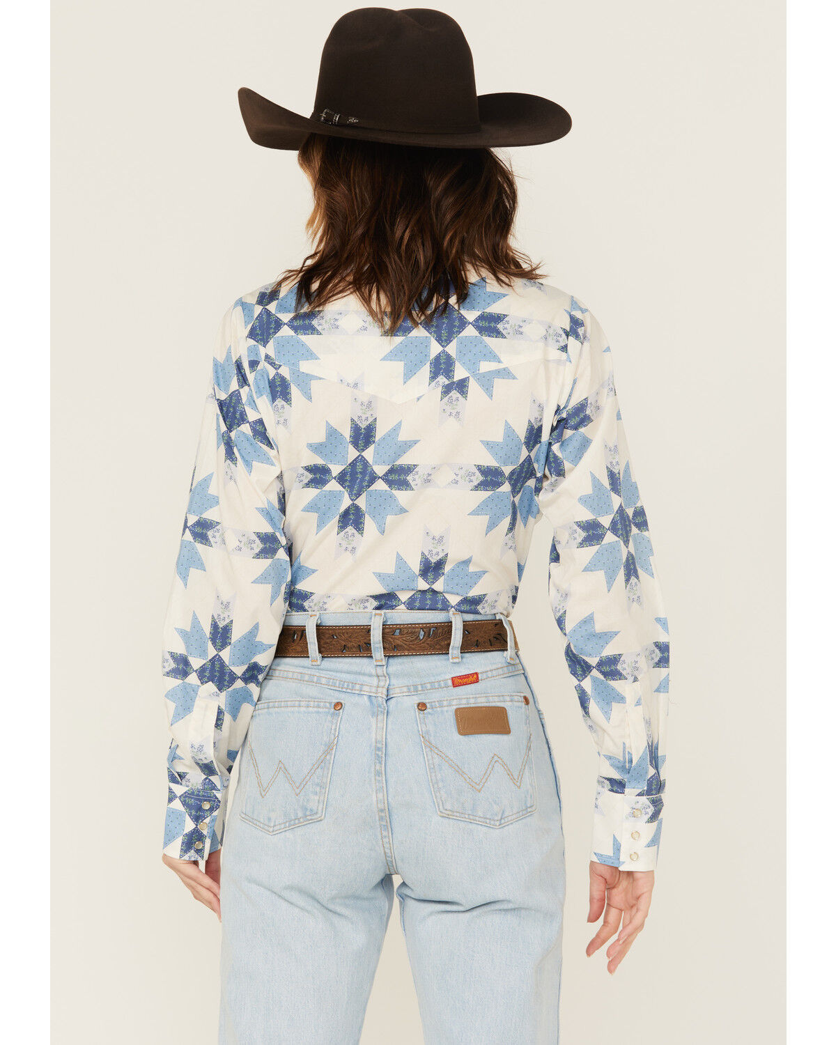 Cowboygirl by Jenna Paulette Women's Patchwork Print Long Sleeve Pearl Snap Western Shirt