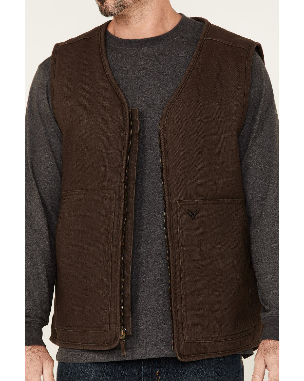 Hawx Men's Weathered Canvas Zip-Front Sherpa Lined Work Vest - Tall