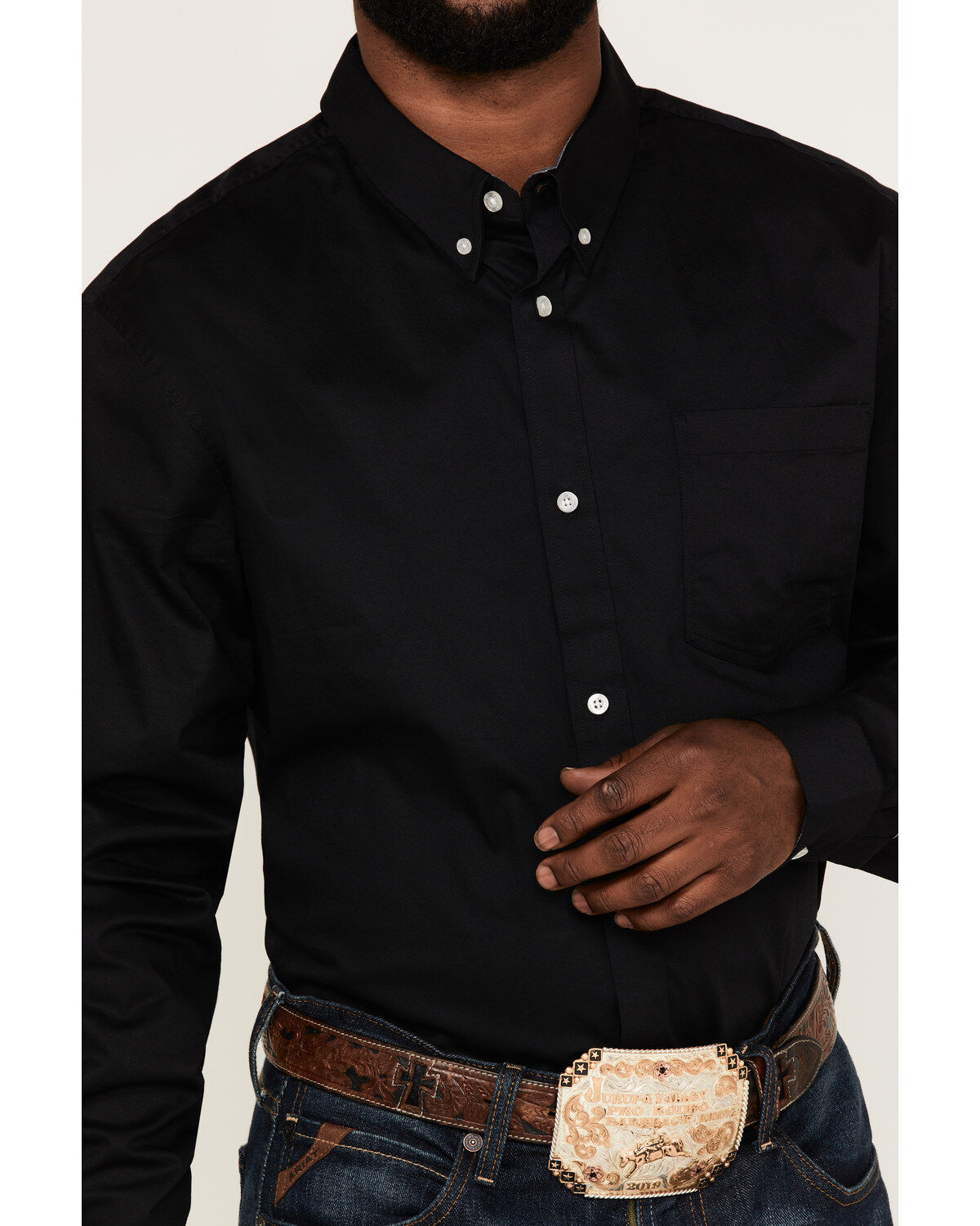 RANK 45&reg; Men's Basic Twill Long Sleeve Button-Down Western Shirt - Tall