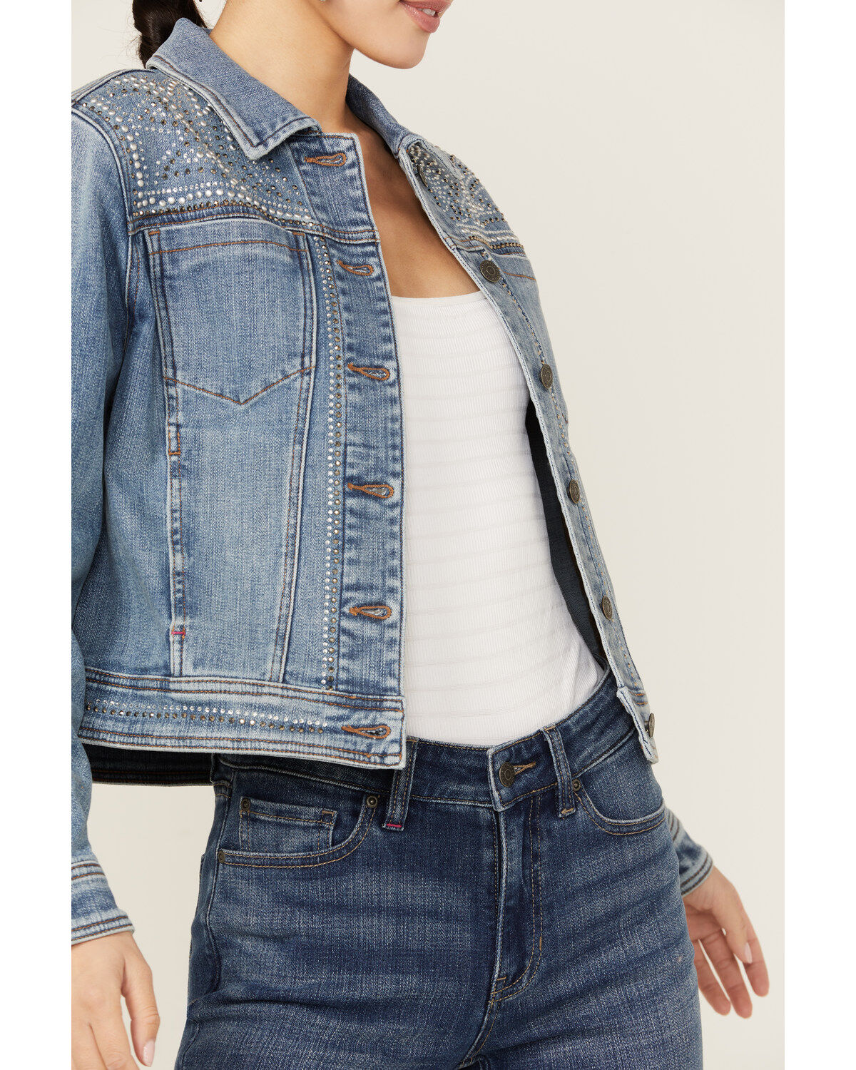 Idyllwind Women's Embellished Denim Trucker Jacket