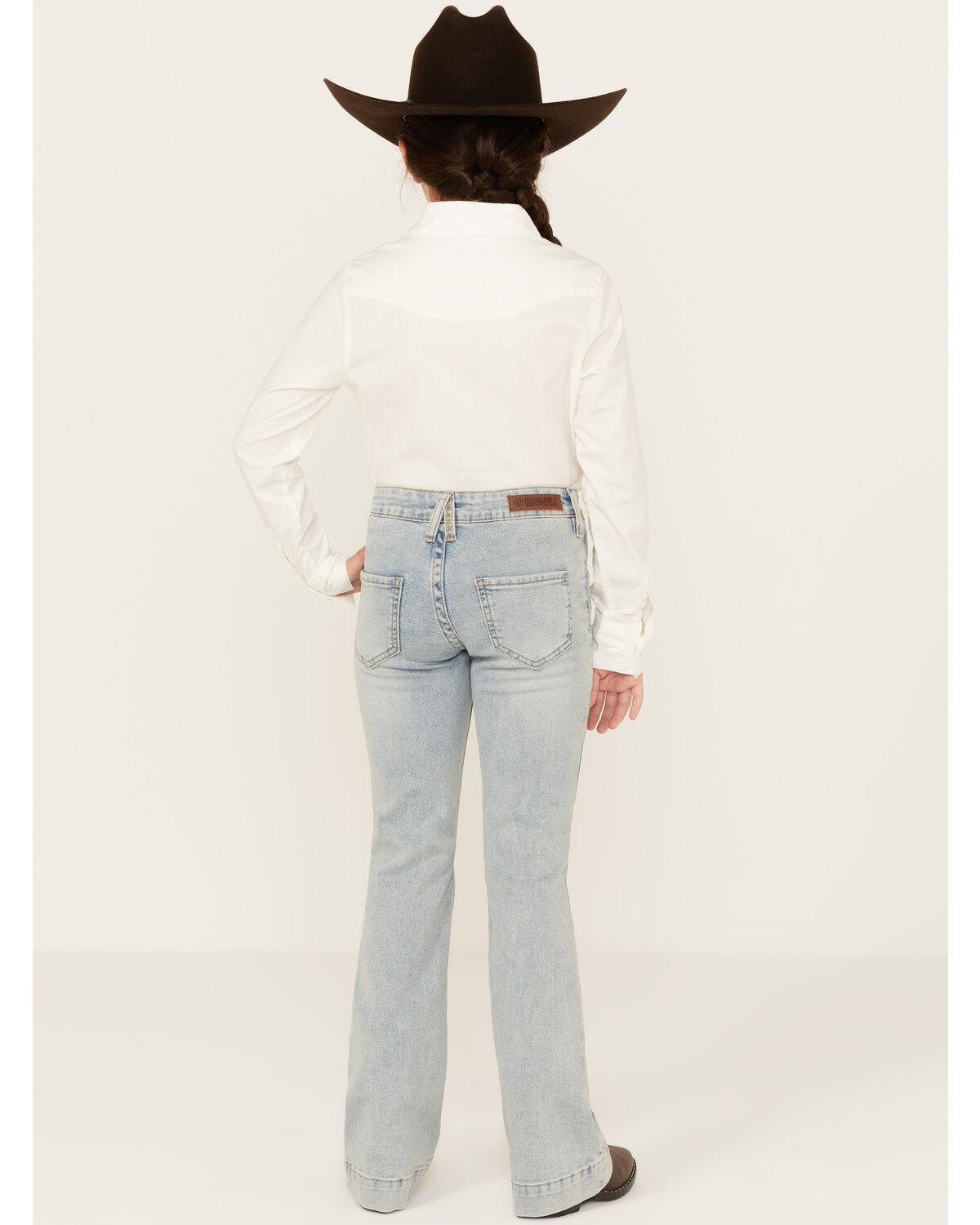 Rock & Roll Denim Girls' Light Wash Smile Pocket Denim Trousers