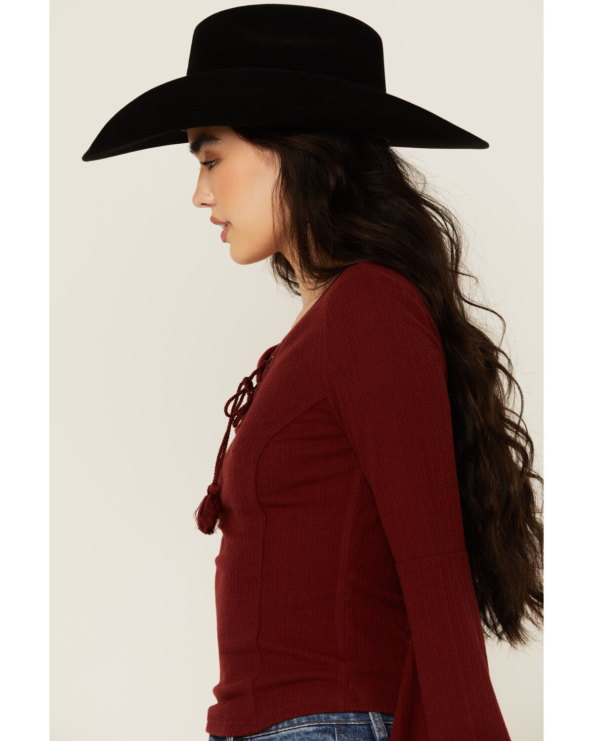 Shyanne Women's Solid Lace-Up Long Sleeve Shirt