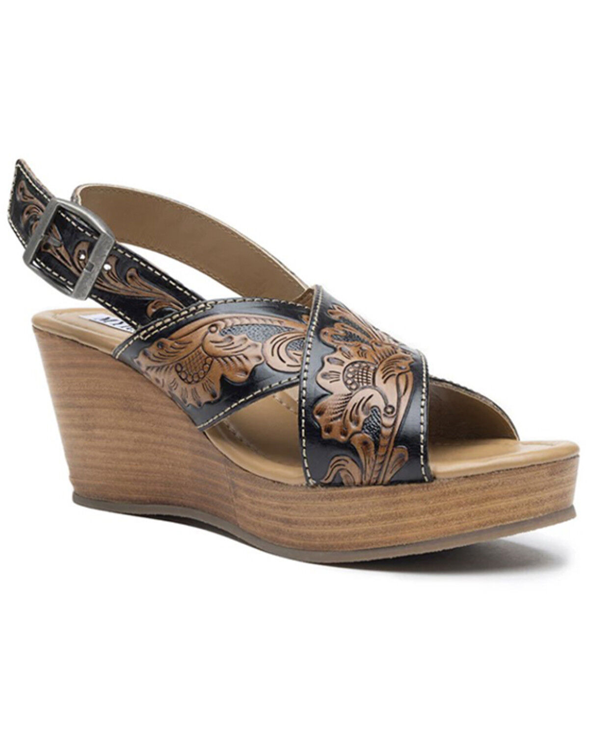 Myra Bag Women's Flower Ridge Hand-Tooled Sandals