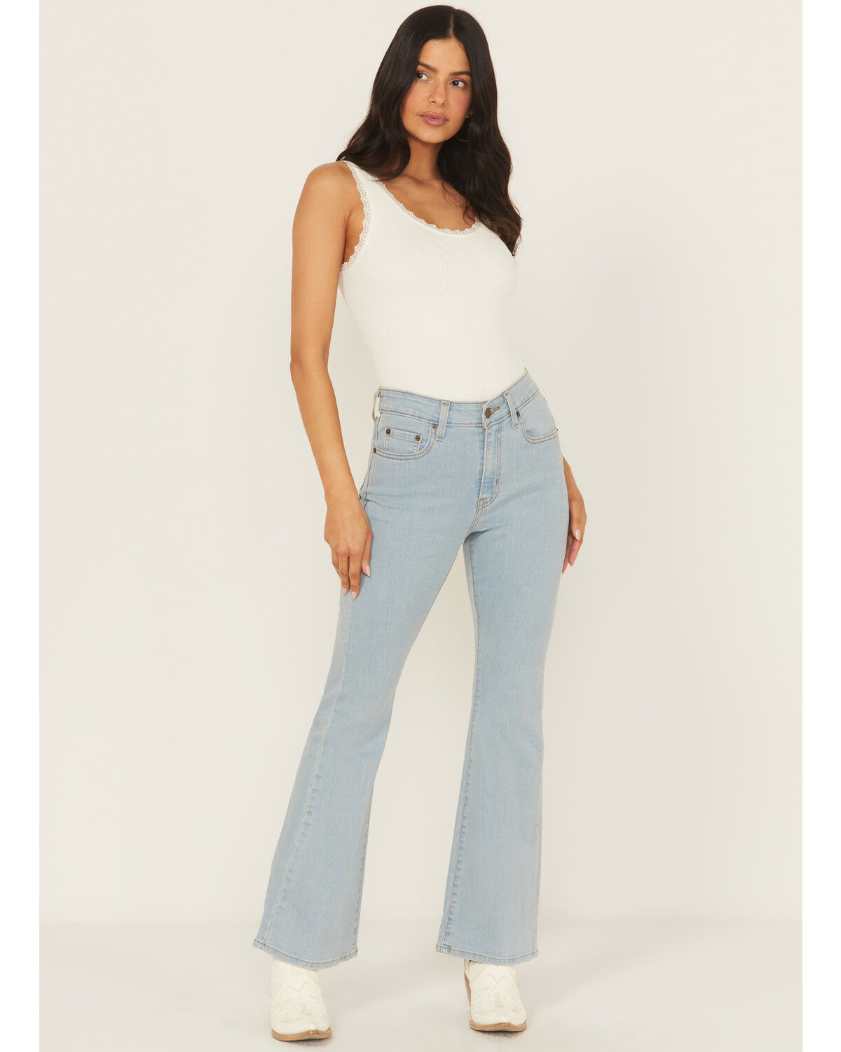 Levi's Women's Light Wash Different Route High Rise 726 Flare Stretch Denim Jeans