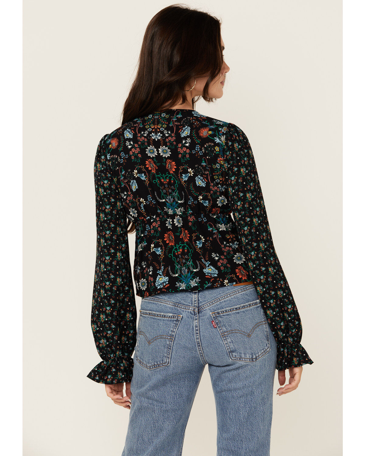 Rock & Roll Denim Women's Floral Print Long Sleeve Shirt