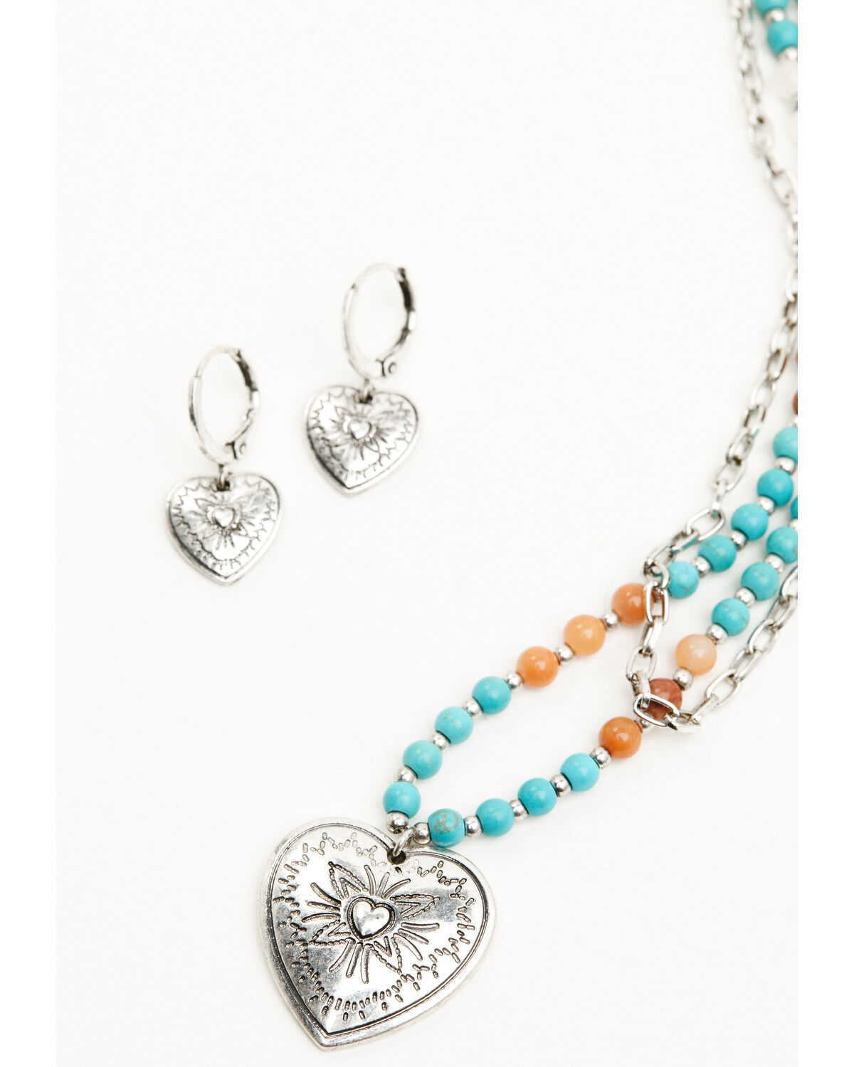 Shyanne Women's Beaded Heart Pendant Jewelry Set - 2 Piece
