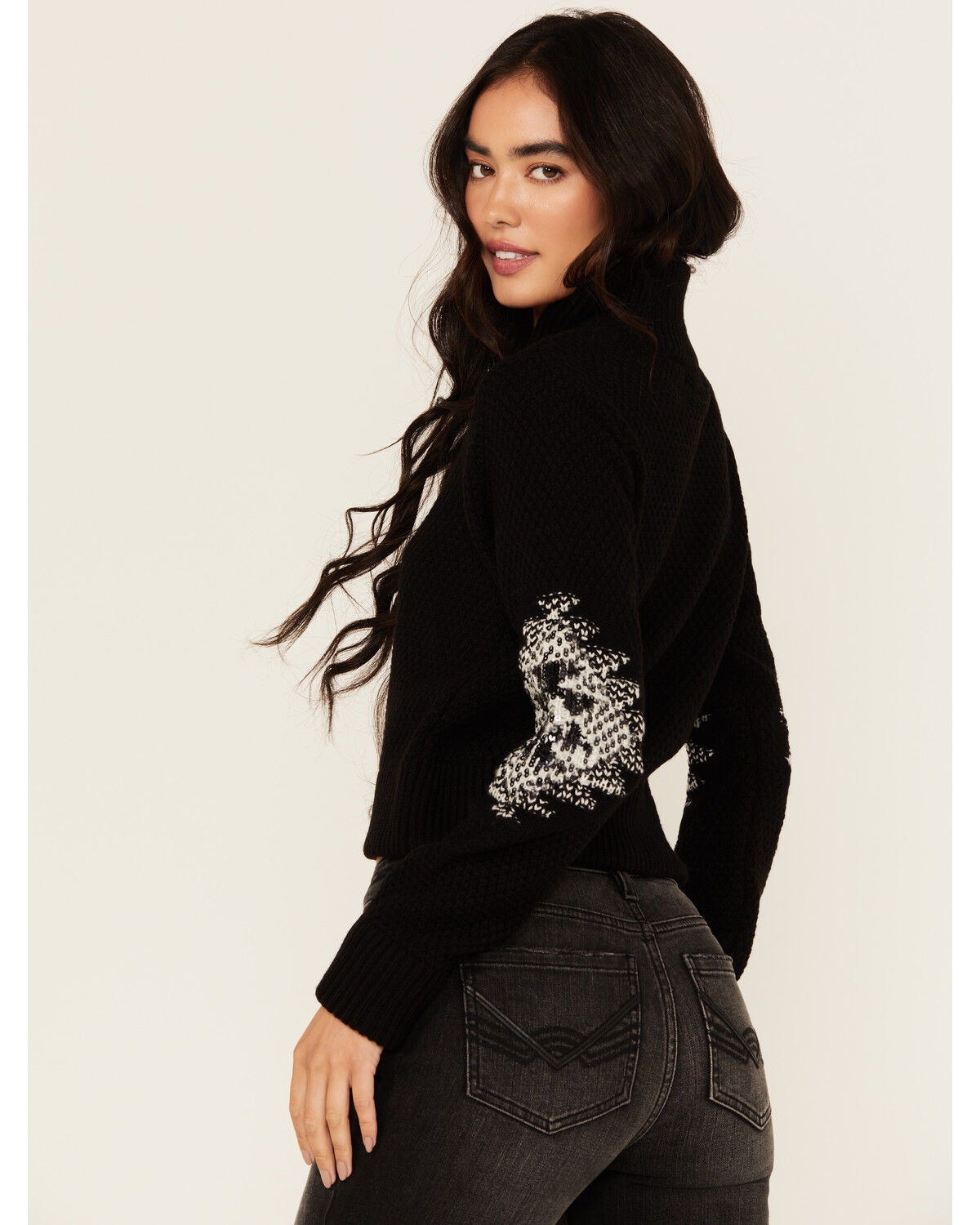 Idyllwind Women's Dallas Sequins Cropped Zip Front Sweater