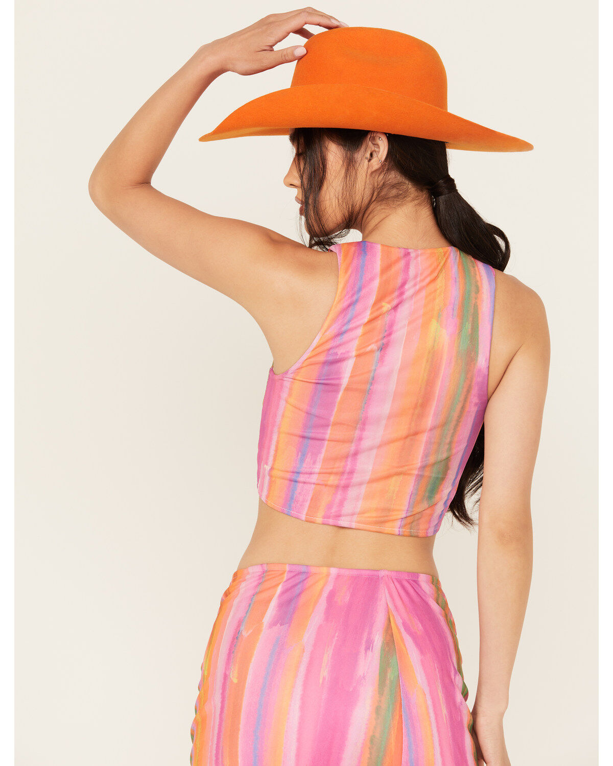 Show Me Your Mumu Women's Hazy Mesh Striped Sleeveless Top