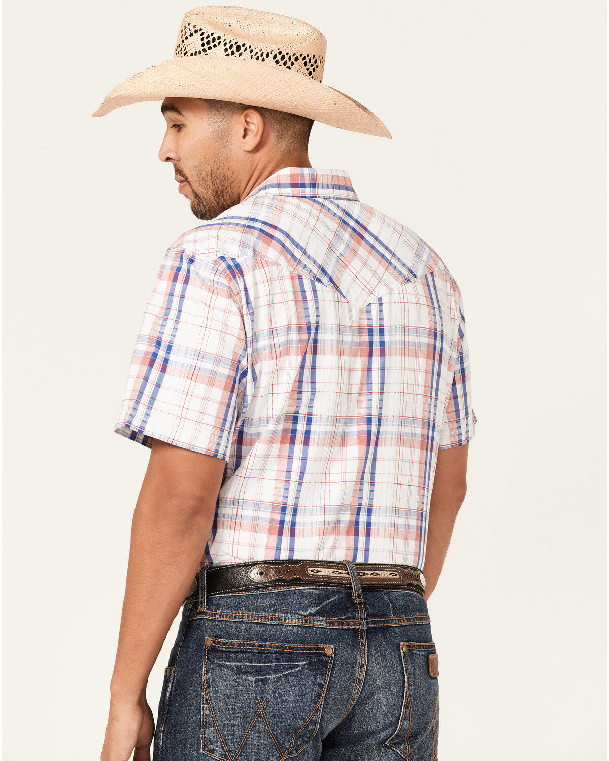 Cody James Men's Woodson Large Plaid Print Short Sleeve Snap Western Shirt