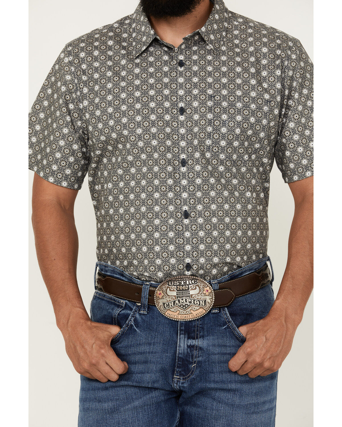Gibson Trading Co Men's Good Time Geo Print Button-Down Short Sleeve Western Shirt