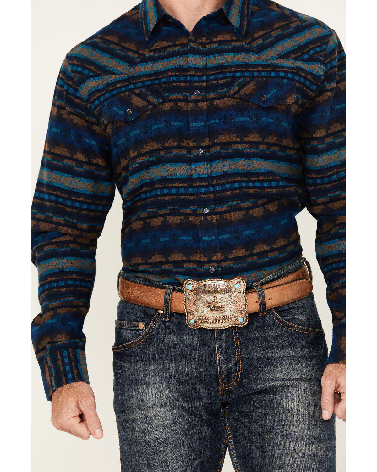 Cody James Men's Detroit Southwestern Print Long Sleeve Snap Flannel Shirt